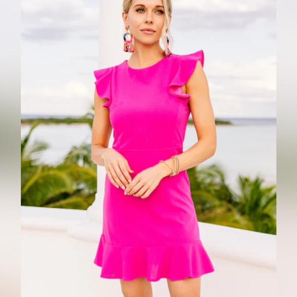 Fuchsia Pink Ruffled Dress - Picture 2 of 4